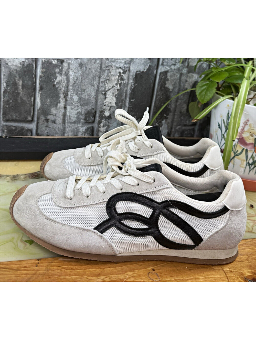 Project Cloud Beige/Black Colorblock Low Top Lace-Up Men's Athletic Sneaker